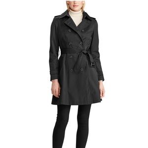 Lauren Ralph Lauren Black Trench Coat Double Breasted Belt Size XS